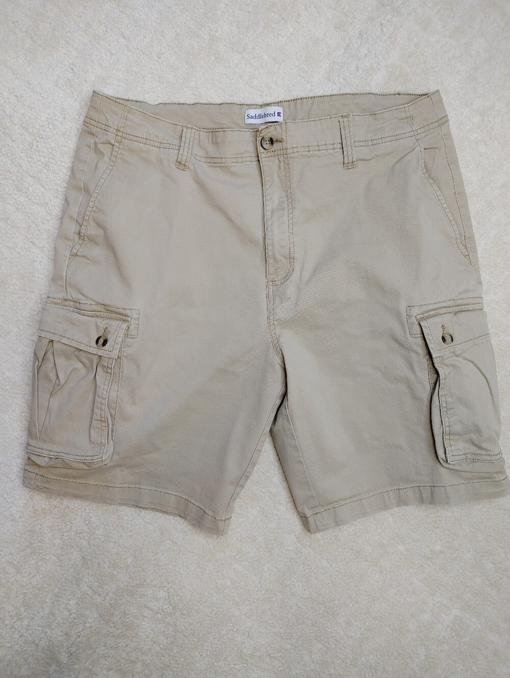 SADDLEBRED MENS CARGO SHORTS, TAN 40